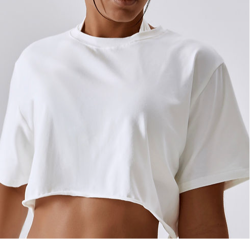 Alessia Oversized Cropped Tee - White
