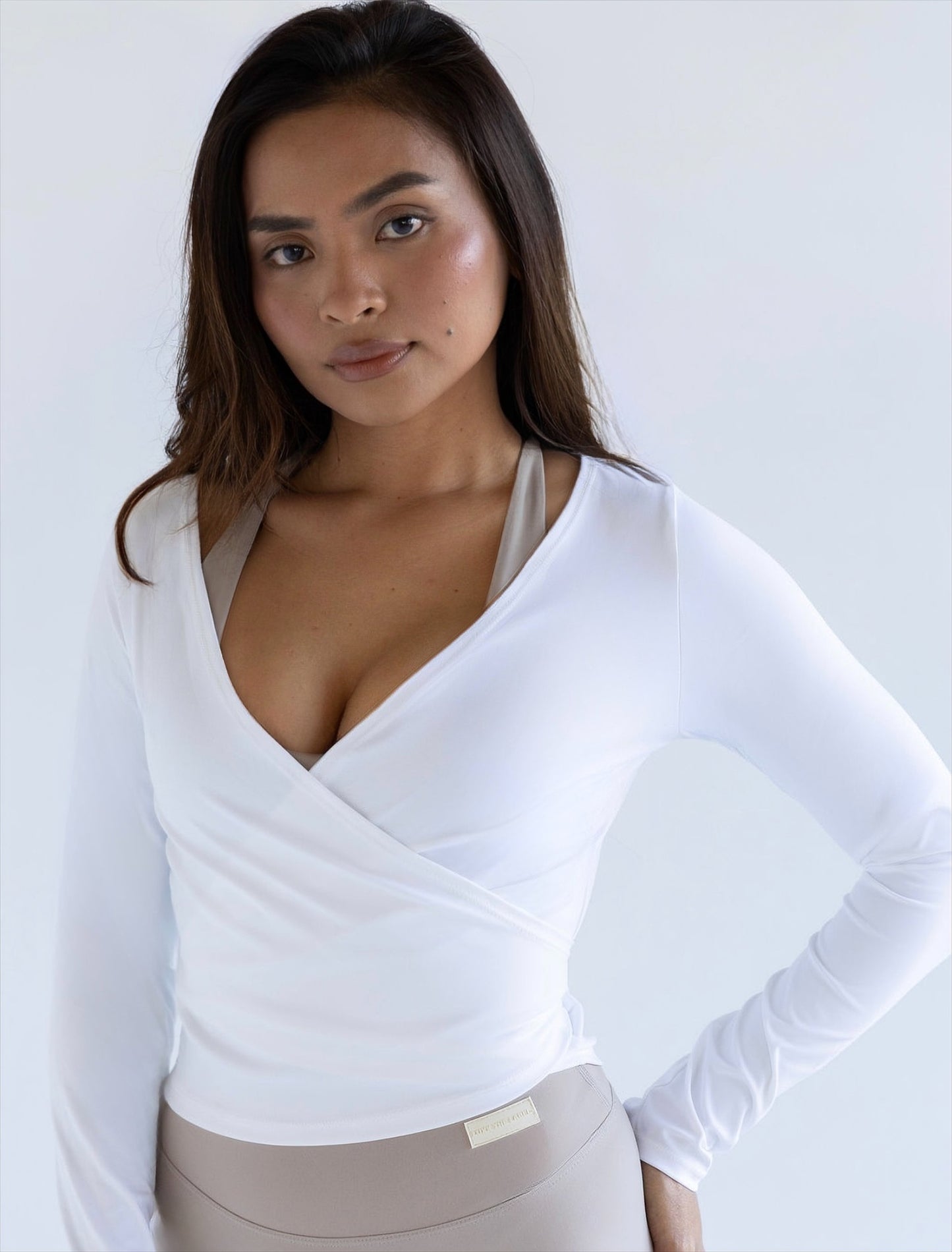 Becca Active Wrap Top - White