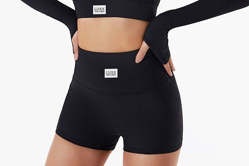 Sienna Ribbed Mini Bike Shorts - Black