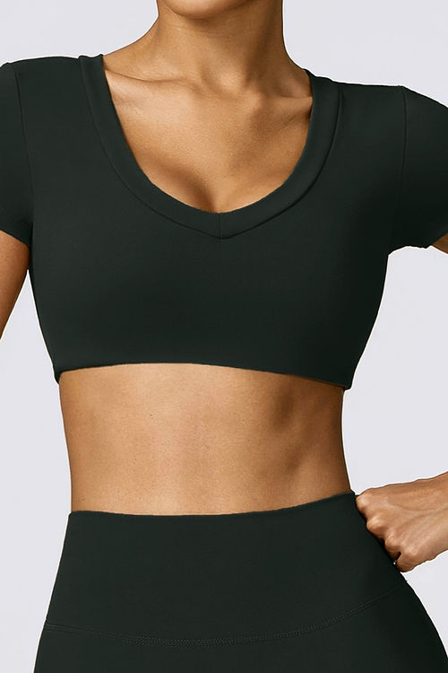 Kristen Smooth Scoop Neck Crop - Black