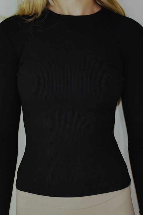 Taya Ribbed Long Sleeve - Black
