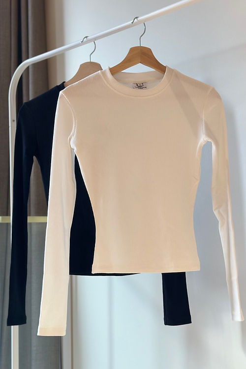 Taya Ribbed Long Sleeve - Black
