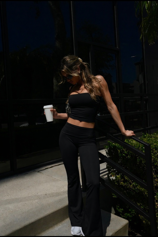 Claudia Smooth Flare Leggings - Black