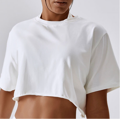 Alessia Oversized Cropped Tee - White