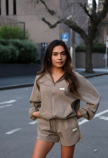 Celine Lightweight Parachute Shorts -Mocha