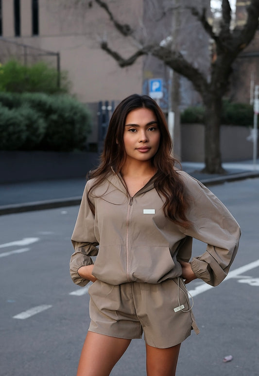 Celine Lightweight Parachute Shorts -Mocha