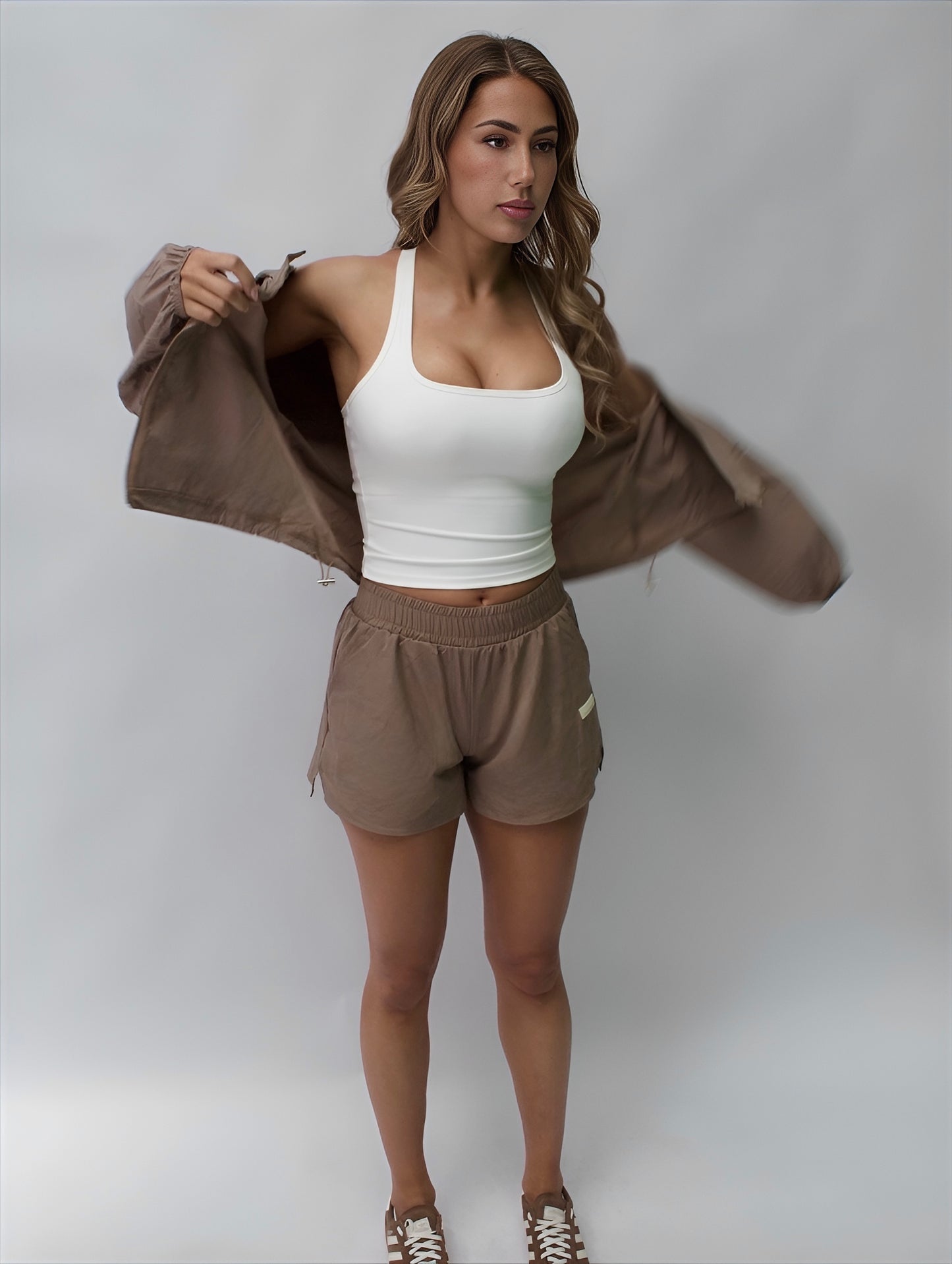 Celine Lightweight Parachute Shorts -Mocha