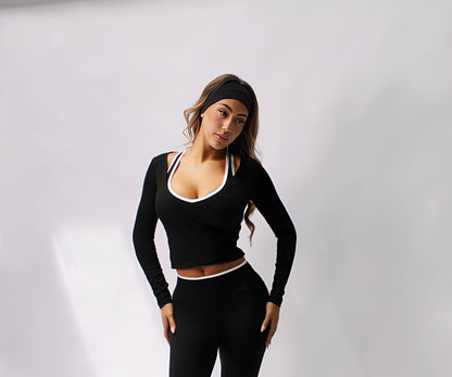 Becca Active Wrap Top - Black