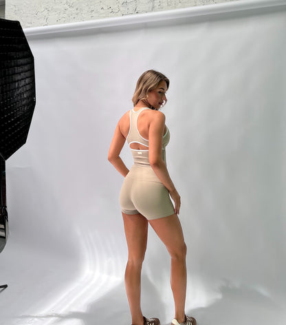 Taylah Two Tone Tank - Latte