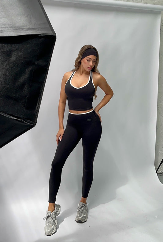 Taylah Two Tone Tank - Black