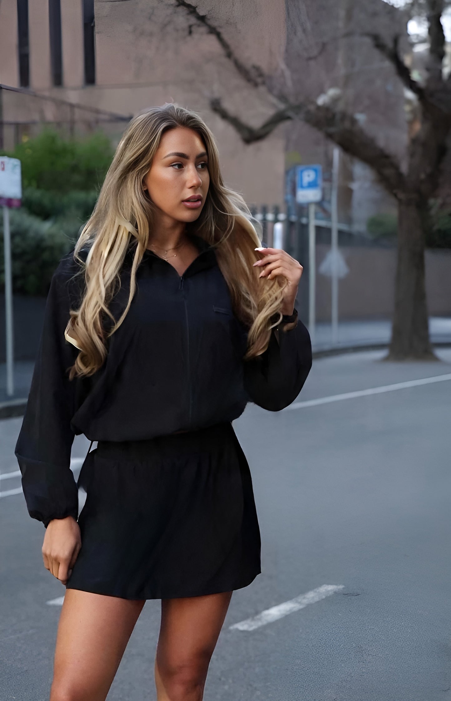 Celine Parachute Tennis Skirt -Black