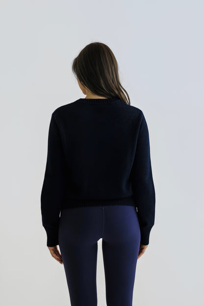 Blair Round Neck Knit - Navy Blue