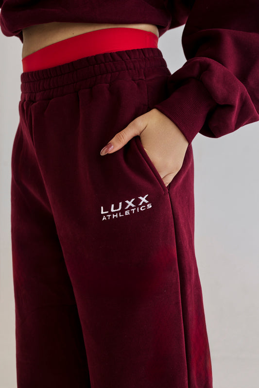 Tori Aths Wide-Leg Track Pant - Burgundy