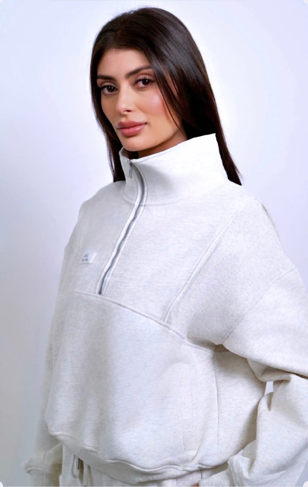 Yesmine Fleece Half Zip Jumper - Cloud Marle Grey