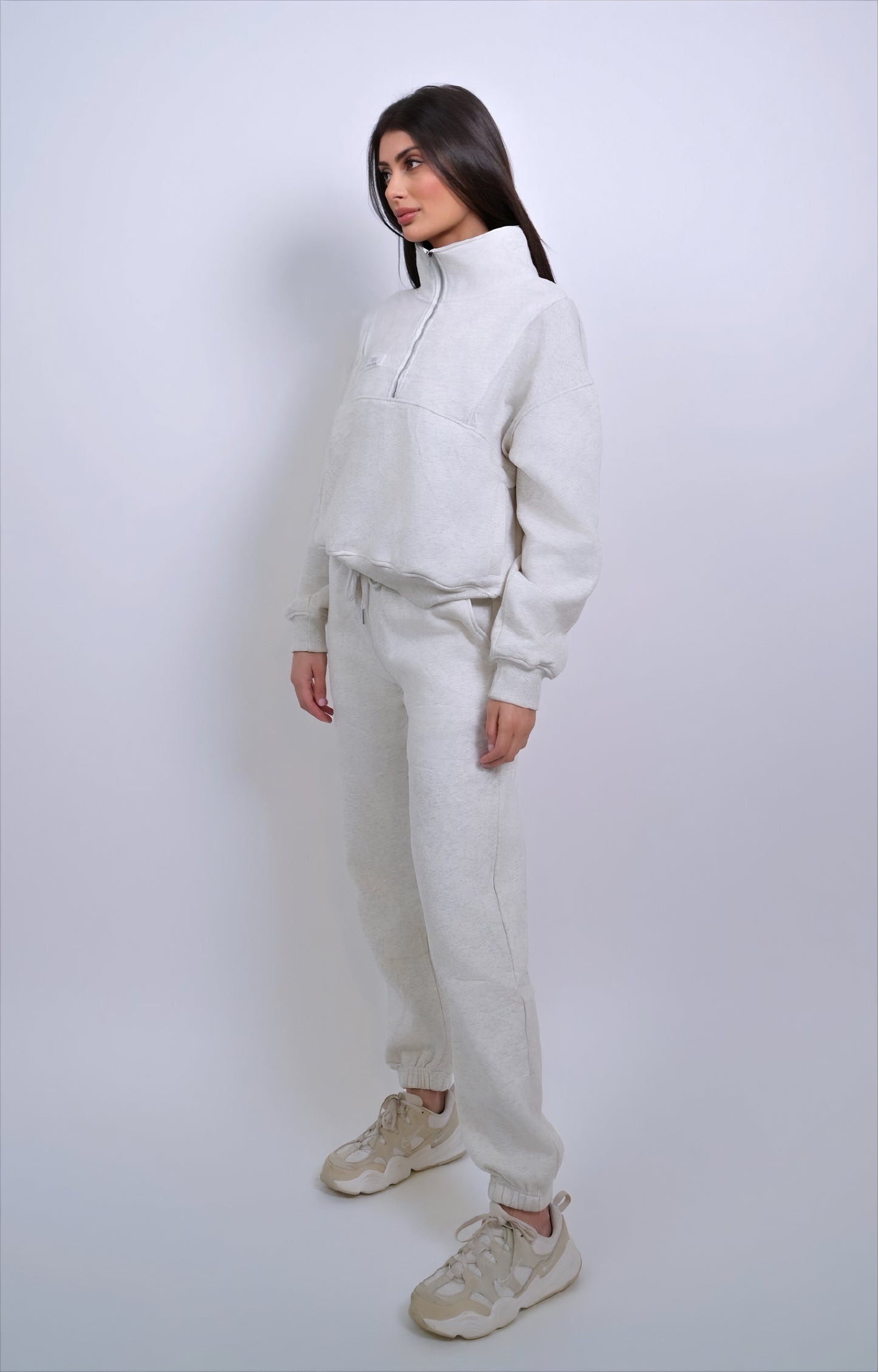 Yesmine Fleece Half Zip Jumper - Cloud Marle Grey
