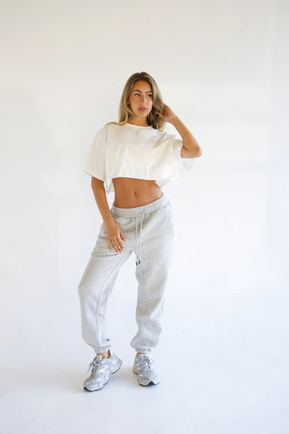 Alessia Oversized Cropped Tee - White